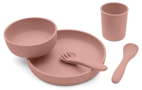 Set de masă KikkaBoo - Platinum Silicone, 5 piese, Blush