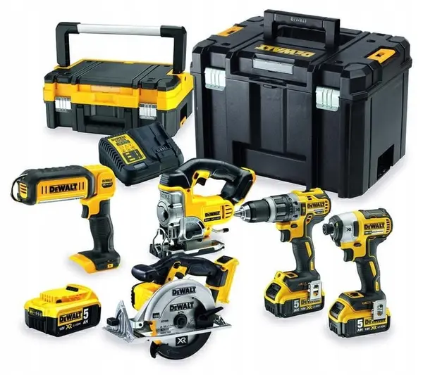 Set de mașini fără fir DeWALT - DCK551P3T-QW, 5 mașini, 18V, 3x5Ah, 2xTSTAK