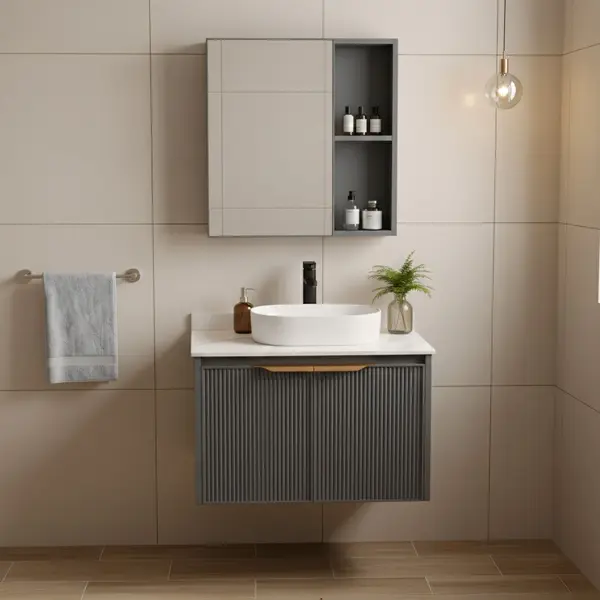 Set de mobilier de baie cu blat Marti 60cm Grey