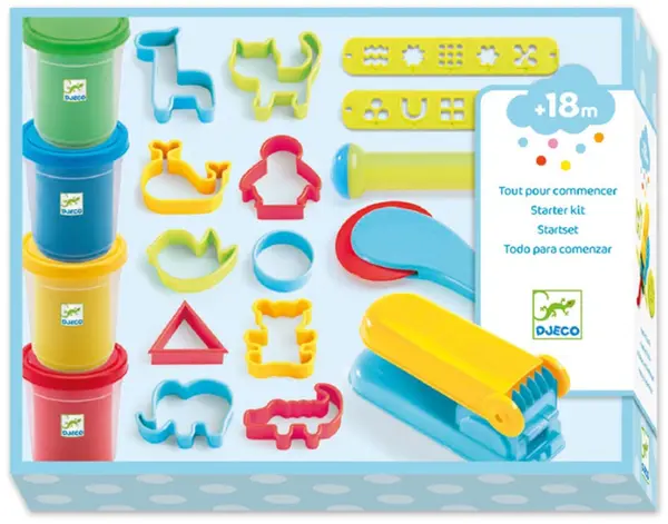 Set de modelare cu plastilina Djeco - 4 culori, 21 de forme