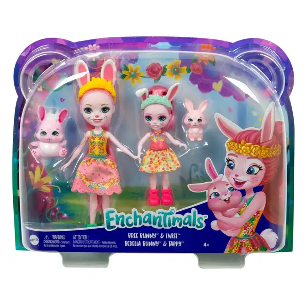 Set de păpuși Enchantimals - Bree & Bedelia Bunny, 4 piese