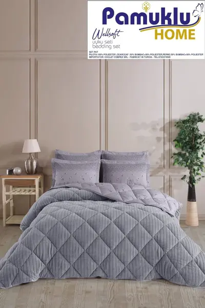 SET DE PAT COCOLINO PAMUKLU HOME GRI DESCHIS