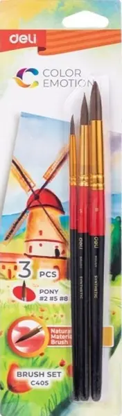Set de pensule de pictură Deli Color Emotion - EC405, 3 buc.
