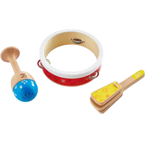 Set De Percutie Junior cu tamburina, maraca si clapeta, 12 luni+, Hape E0615