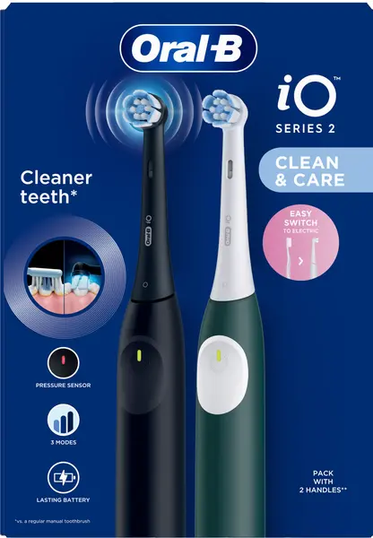 Set de perii electrice Oral-B - iO2 Clean & Care, negru și verde