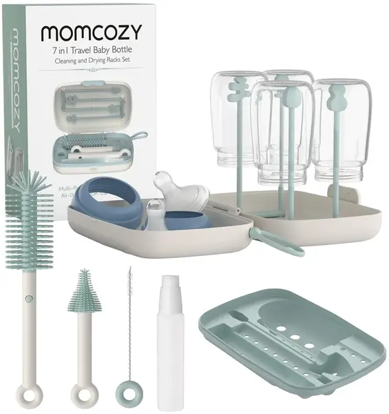 Set de perii pentru sticle 7 în 1 Momcozy - LS001, verde