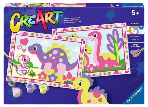 Set de pictat după numere Ravensburger CreArt - Micii dinozauri
