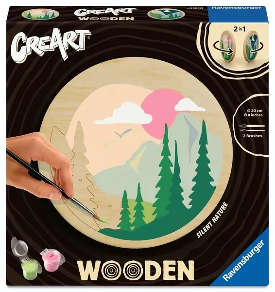 Set de pictat după numere Ravensburger CreArt Wooden - Peisaj forestier