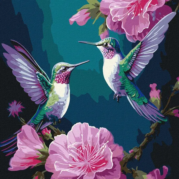 Set de pictură după numere Ideyka - Colibri, 40 x 40 cm