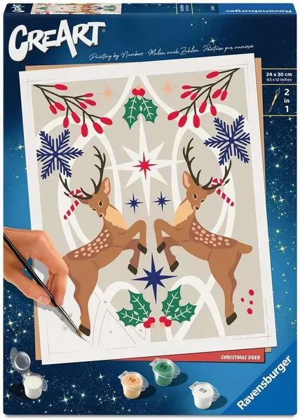 Set de pictură după numere Ravensburger CreArt - Cerbi de Crăciun