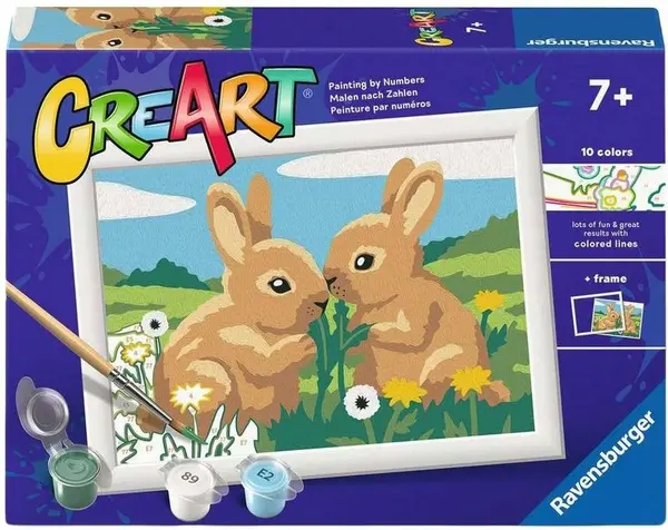 Set de pictură pe numere Ravensburger CreArt - Doi iepurași