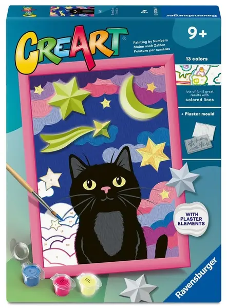 Set de pictură pe numere Ravensburger CreArt - pisică neagră