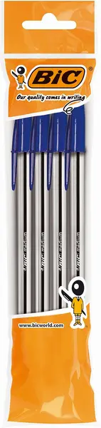Set de pixuri BIC Cristal - 1.0 mm, albastru, 4 buc