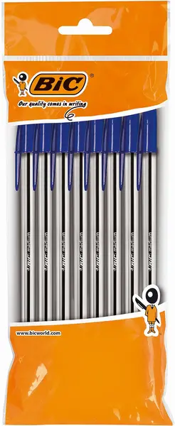 Set de pixuri BIC Cristal - 1.0 mm, albastru, 8 buc