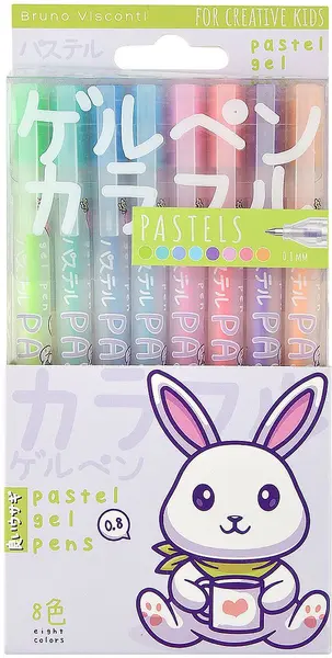 Set de pixuri cu gel Bruno Visconti - Animals, 8 culori pastel
