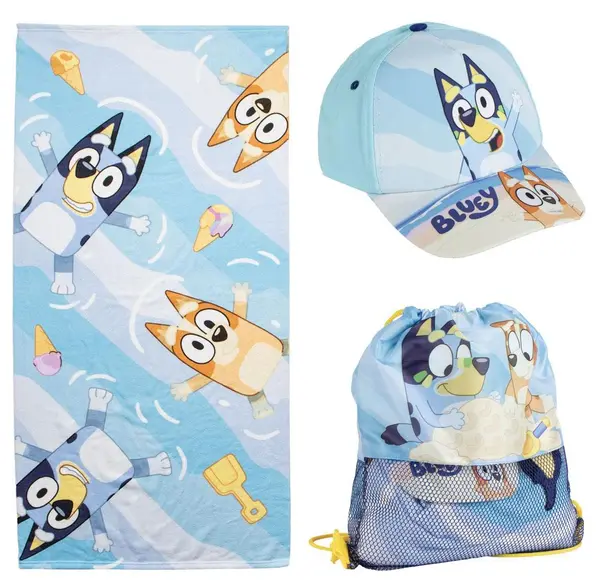 Set de plajă pentru copii Cerda – Șapcă și prosop de plajă, Bluey
