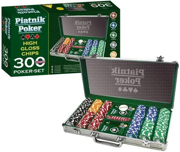 Set de poker Piatnik - 300 de jetoane de poker (cutie metalică)