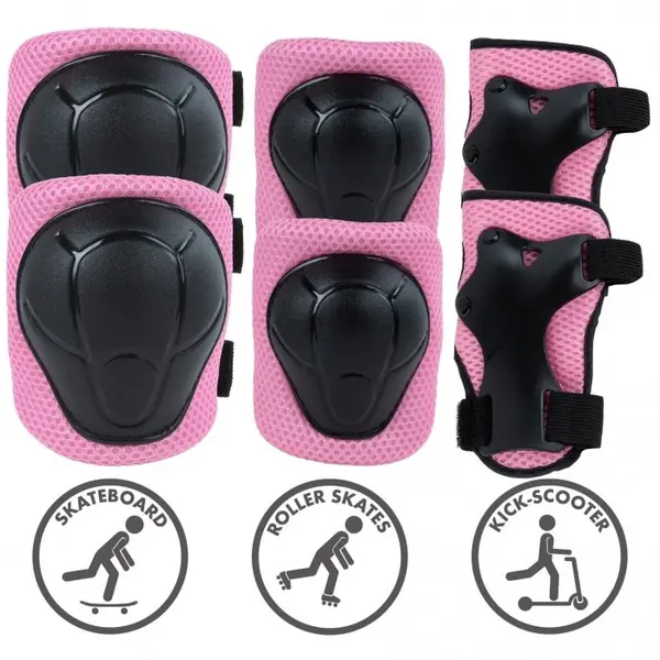 Set de protectie pentru copii Kidwell Trix Pink cotiere si genunchiere, marimea M