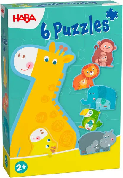 Set de puzzle Haba - Familie de animale de la grădina zoologică, 6 buc