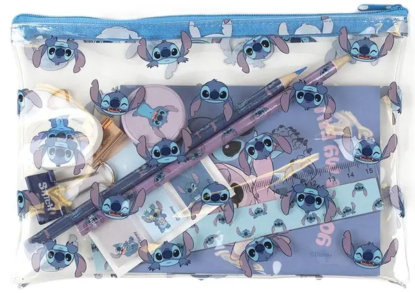 Set de rechizite școlare Cerda Stitch - În penar transparent