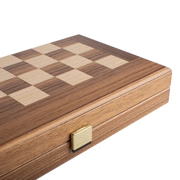 Set de sah, table si dame 3 in 1 din lemn de nuc realizat manual- Imperfect