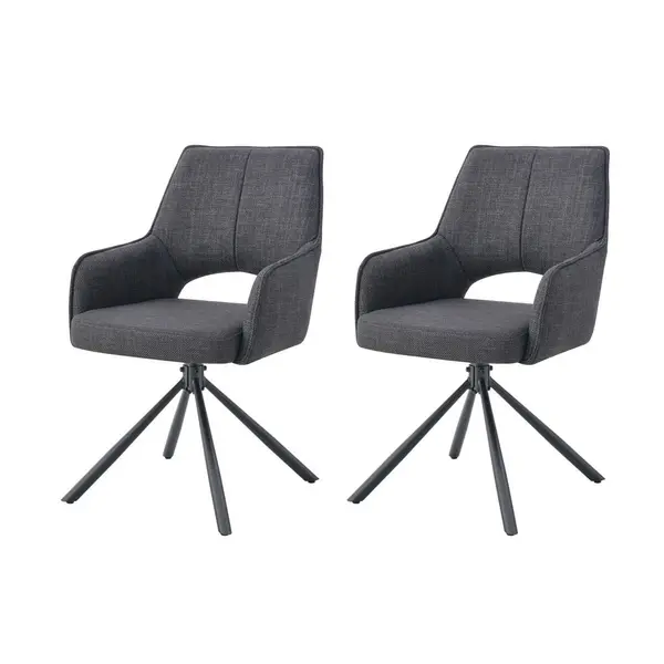 Set De Scaune Cu Brațe din textil, antracit