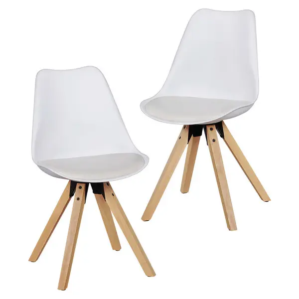 Set De Scaune din lemn, plastic, textil, alb