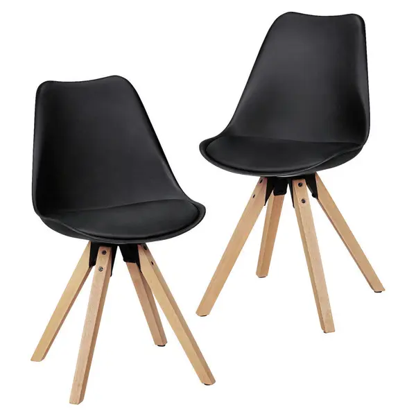 Set De Scaune din lemn, plastic, textil, negru