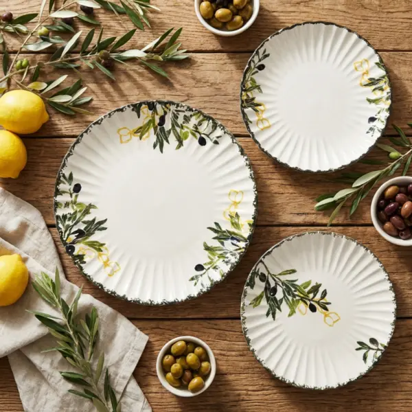 Set de servire ceramic Morello - New Olives, 18 piese
