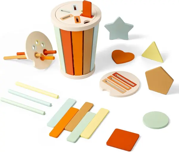 Set de sortare forme si culori in pahar - jucarie educativa pastel