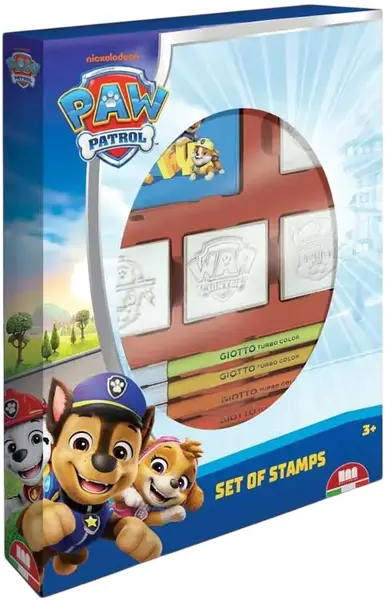 Set de ștampile Multiprint Paw Patrol - 4 bucăți, cu markere, albastre