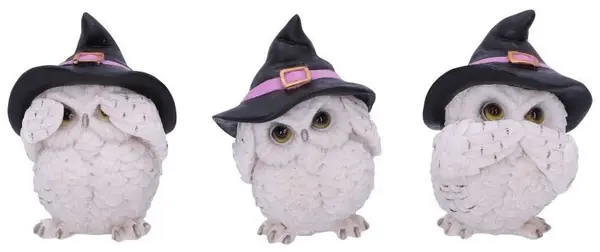 Set de statuete Nemesis Now Adult: Humor - Three Wise Feathered Familiars, 9 cm