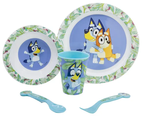 Set de sufragerie cu bază anti-alunecare Stor - Bluey, 5 piese