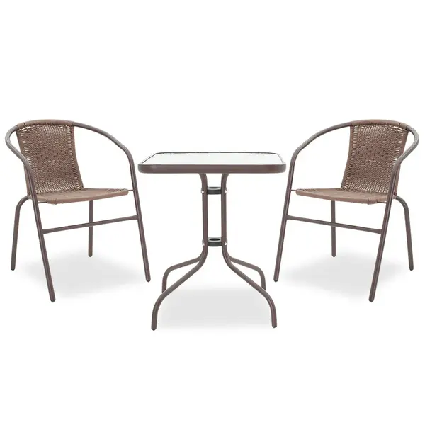 Set de sufragerie Obbi-Watson 3buc metal-pe maro, 60x60x60 cm