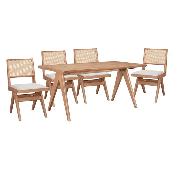 Set de sufragerie Winslow, 5 piese, nuc deschis, 160x85x75 cm