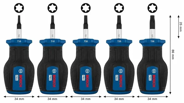 Set de șurubelnițe Bosch - Pro, 1600A039PU, Torx, 5 piese