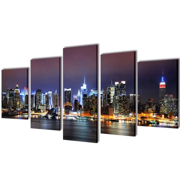 Set de tablouri panza, colorat, imprimeu new york skyline, 100x50 cm