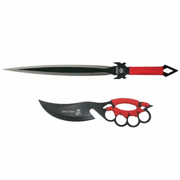 Set de vanatoare DEPOX , Sabie Red Ronin si cutit King Cobra , otel inoxidabil, negru