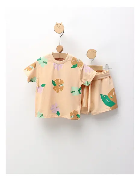 Set de vara, Fluturi si Flori, crem