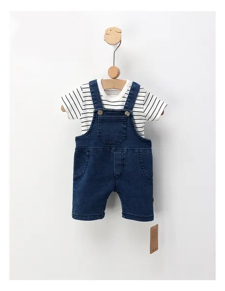 Set de vara, salopeta blug+tricou, albastru
