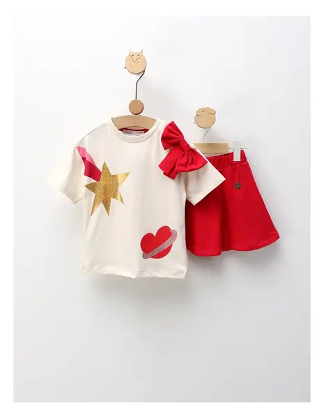 Set de vara, Super Star Girl, ecru-ciclam