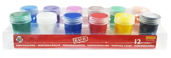 Set de vopsele tempera Sense - Basic, 12 bucăți