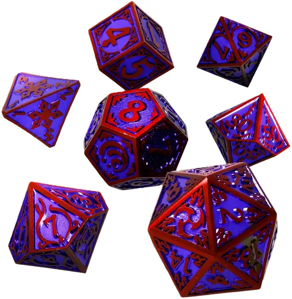 Set de zaruri GlassStaff - Metal RPG Dice Set, Runeflare (7 buc.)