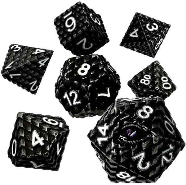Set de zaruri GlassStaff - Metal RPG Dice Set, Voidraxius (7 buc.)