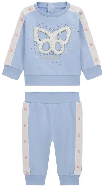 Set din 2 piese Guess - Bluză cu fluture și pantaloni, albastru, 18 luni
