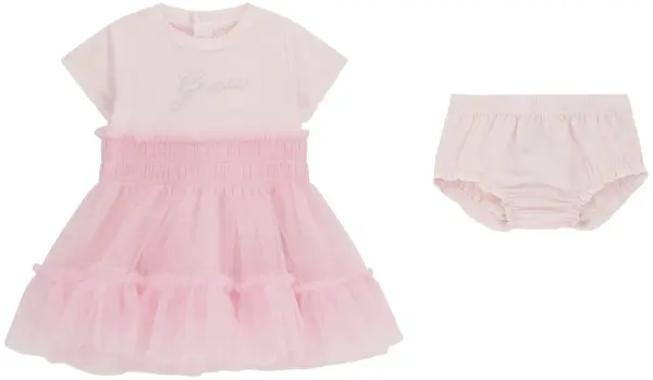 Set din 2 piese Guess - Rochie cu voal și chiloți, roz, 18 luni