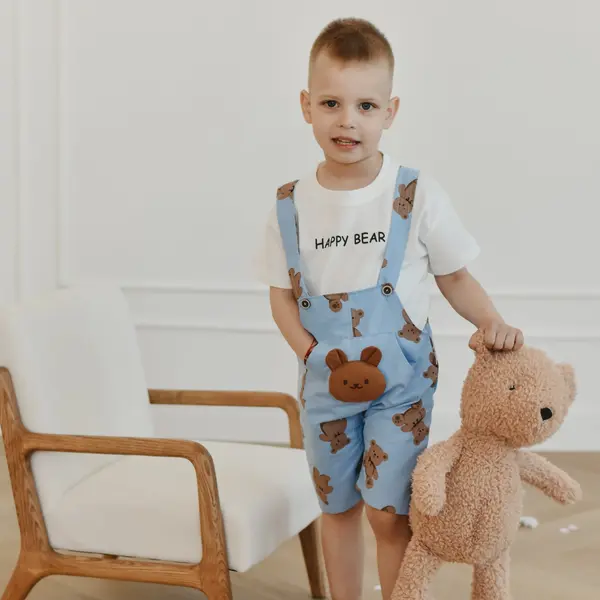 Set din doua piese, salopeta si tricou BEAR - albastru / 2 ani