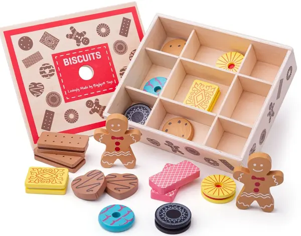Set din lemn Bigjigs - Biscuiti in cutie