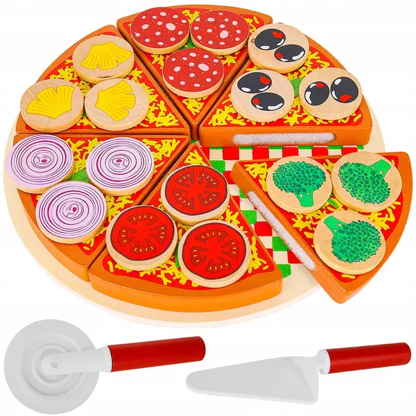 Set din lemn Kruzzel - Pizza cu accesorii