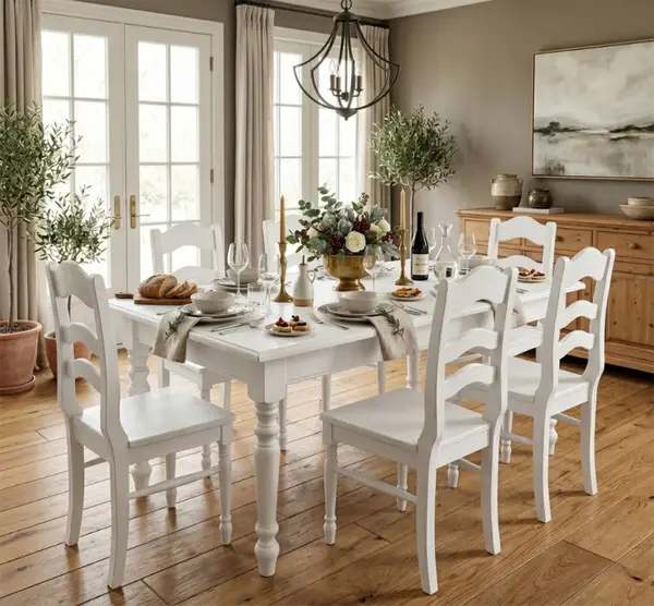 Set Dining Classic White cu finisaj Vopsit